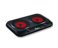 ARDES | Doppia Piastra Elettrica per Cucinare in Vetroceramica 5 Livelli di Potenza Compatibile con Tutte le Pentole Fornello da Campeggio Elettrico Portatile AR1F402