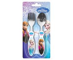 La regina di ghiaccio per bambini, set di 2 posate con forchetta e cucchiaio, posate in acciaio inox con manici in plastica, 0, 1