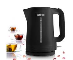 Duronic EK17 BK Bollitore acqua elettrico 2200W | Capacità 1,7 L | Spegnimento automatico | Base rotazione 360° | Filtro anticalcare | Bolli acqua nero | Per Acqua Tè Tisane Caffè | Compatto