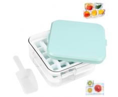 THATSRAD Stampi per Cubetti di Ghiaccio da 50 Cubetti Formine per Ghiaccio con Coperchio e Contenitore 2 Strati Vaschetta per Cubetti di Ghiaccio Stampi Ghiaccio Silicone per Caffè Succhi Bevande