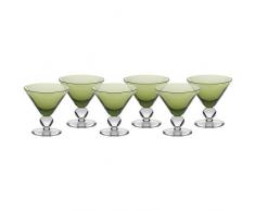 Set 6 coppe per gelato, coppe in vetro~COCKTAIL~ Verde, 11 cm, Vetro trasparente(GELATO VERO powered by CRISTALICA)