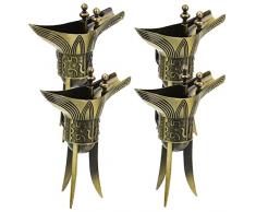 BESTonZON 4Pcs Tazza Di Rame Antico Bicchiere Di Vetro Bicchieri Decoro Cinese Tavolino Caffè Decorazioni Calice Cocktail Bicchiere Di Vino Cinese Bere Tazza Lega Tazza Di Vino Retrò