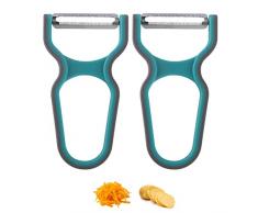 RICHDMI 2 Pezzi Pelapatate Universale, Pelapatate per verdure, manico antiscivolo, Sbucciatore Impugnatura Ergonomica, per Frutta e Verdura(Verde)