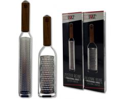 REDSALT Premium Zester Julienne Set grattugia in acciaio inox con manico in legno | grattugia da cucina per limone zenzero carota formaggio Parmigiano zenzero limone | affettatrice professionale