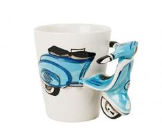 Vespa Tazza Da Caffè Ceramica Realizzata a mano 8 Oz (23,6 cl) Colore Blu (10cm x 8cm)