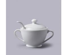 WM Bartleet & Sons 1750 - Pentola in porcellana con coperchio e cucchiaio, bianco, 13 cm