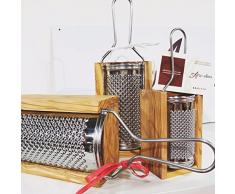 grattugia formaggio in legno di olivo italiano ed acciaio inox - made in italy- cucina italiana parmigiano reggiano, grana padano.