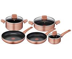 Lagostina Ramata Set di Pentole e Padelle Antiaderenti in Alluminio per Gas e Forno 8 Pezzi, Esterno Effetto Rame, Indicatore Cottura Thermo-Signal, con 2 Casseruole, 2 Padelle, Tegame, 3 Coperchi