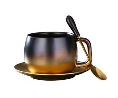 XKUN Tazze da caffè moderne di lusso opaco nero oro marmo ceramica tazza caffè caffè tazza piattino bicchiere coppia latte tazze di tè - Champagne