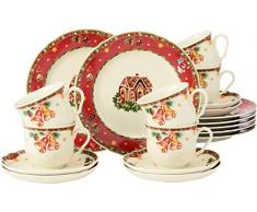Seltmann Weiden Servizio da caffè, 18 Pezzi. Marieluise, Nostalgia Natalizia, Porcellana, Rosso