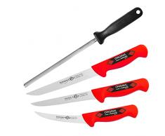 Solingen - Set di 4 coltelli da macellaio, coltello da macellaio, coltello per disossare Butcher Knife (2112 rosso)
