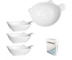 Lotatheta 3 pz Pesce A Forma di Porcellana Salsa di Soia Piatto Ceramica Dip Immersione Ciotole Bianco Tavolozza per Cena Cottura Barbecue