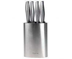 Coninx Saporo Ceppo Coltelli Acciaio Inox - Porta Coltelli Cucina - Ceppo Coltelli Vuoto - Ceppo Coltelli Universale senza Coltelli - Recupera Spazio in tu Cucina - 6.4 x 22 x 16.5 cm