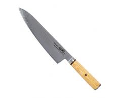 Totiko Chef Knife Professionale in Acciaio Damasco, Coltello da Cucina Professionale Giapponese da Carne, Pesce e Verdura, Lama da 21cm, Yamamoto, Manico in Resina Pakkawood Japan Knives