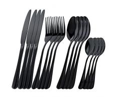 OBR KING Set di Posate da 16 Pezzi, in Acciaio Inox 18/0, con Coltello, forchetta, Cucchiaio e cucchiaino da caffè, Posate lucidate, Set da 4 Persone, Lavabili in lavastoviglie