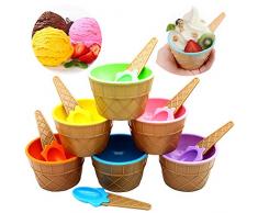 Ziyero Ciotola per Gelato Color Caramelle Ciotola Coni Gelato Plastica Coppa da Dessert per Coppie per Cibo, Frutta, Gelato, Famiglia, Campeggio, Festa di Natale Ecc—6 Pezzi (Uno per Ogni Colore)