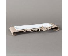 ARTI E MESTIERI Antipastiera in metallo e ceramica rettangolare Set 2pz Butterfly Beige