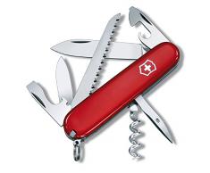 Victorinox Camper, coltellino svizzero con (13 funzioni, seghetto per legno, cavatappi), colore rosso, in blister