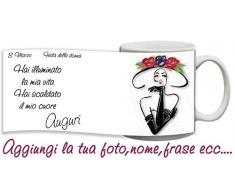 My Cust Tazza Otto Marzo Festa Donna Personalizzata con Nome,Foto,Frase ECC Idea Regalo