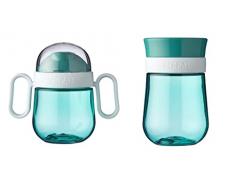Mepal Mio Set – Set di bicchieri per imparare a bere a 360° – tazza per bambini dai 6 mesi – a prova di perdite, lavabile in lavastoviglie (Deep Turqoise)