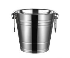 FUBESK Secchio di ghiaccio in acciaio inossidabile Refrigeratore di ghiaccio portatile con comoda maniglia per vino Champagne birra senza borneol forniture per feste
