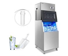 Macchina del ghiaccio commerciale 159kg/24H con grande contenitore da 75kg, macchina del cubetti ghiaccio professionale modulare raffreddata ad aria in acciaio inox a cubetti trasparenti