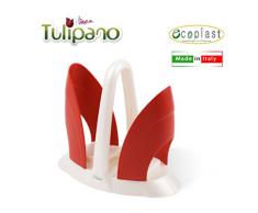 Ecoplast Tulipano Portabicchieri, Madre Perla/Rosso, 22,3x12,5x20 cm