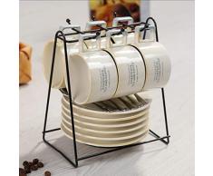 Tazzine da caffè Set di Tazze di caffè Set di Tazze for la casa Set di Tazze for caffè Espresso Vintage Retro Tazza di tè Rosso Set Regalo di Nozze (Color : Beige, Size : 19 Pieces)