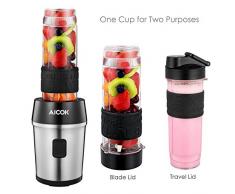 Aicok Frullatore, Mini Frullatore 700W, Frullatore per Frullati e Smoothie, 3in1 Frullatore Tritatutto Multifunzione Tritaghiaccio Macinino, 3Bottiglie Senza BPA, Frullatore Portatile in Acciaio Inox