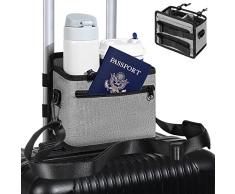 MoKo Portabicchieri da Viaggio per Valigia, per Bottiglia di Tazze di Bevanda, Portabicchieri Impermeabile con Tracolla, Accessorio Essenziale da Viaggio per Volare e Viaggiatori, Grigio