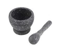 Mortaio Pestello Manuale Tritacarne Aglio Spezie Erbe Mortaio Cucina Pestello Set Ciotola Utensile da cucina(Nero)