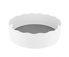 Silly Piggy Home - Vassoio rotondo in plastica, girevole e antiscivolo, girevole, per cucina, bagno, camera da letto L bianco