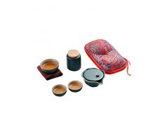 SERUMY Set da tè da Viaggio Servizio di Porcellana Gaiwan tè di tè di Cerimonia del tè Teapot Cinese Kung Fu Travel tè con Borsa-07