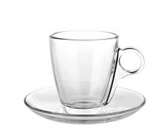 Pasabahce Cherie Servizio Tazze Caffè con Piatto, Vetro, Trasparente, 6 Pezzi