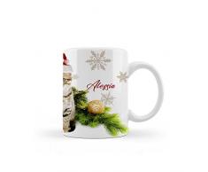 Tazza Mug Natalizia Merry Christmas con amici a quattro zampe personalizzata con nome (gatto)