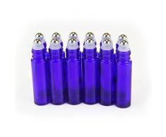 YIZHAO Roll On Vuoto per Oli Essenziali,Profumi,10 ml Blu Bottiglie Vuote in Vetro, con Sfera in Acciaio Inossidabile – 36 PCS