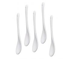 RIVNN 5PCS Cucchiai per uova in porcellana bianca Cucchiai in ceramica Cucchiaio da caffè Cucchiaio da dessert Cucchiaio da salsa di moka Cucchiaio da portata