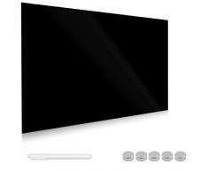 Navaris lavagna magnetica in vetro blackboard - lavagna 60x40 cm - bacheca scrivibile organizer con calamite pennarello e supporto - nera