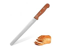 SHI BA ZI ZUO Coltello da pane, coltello per affettare il pane professionale in acciaio inossidabile ad alto tenore di carbonio, coltello da torta con bordo seghettato(10 pollici)