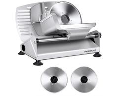 Affettatrice Elettrica da casa 200W, 2 Lame in acciaio inossidabile, facile da pulire, affettatrice piccola per Formaggio con spessore regolabile 0-15 mm, Anescra