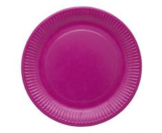 OKO LUTION OL455 piatto di cartone/piatto monouso, 20 pezzi, rotondo Ø 22,7 cm, altezza del bordo 2,7 cm, senza rivestimento in plastica, per barbecue, compleanno o festa, biodegradabile, rosa