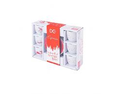 DC casa Christmas Set di Tazzine da Caffè Natalizie Capacità 90 Cc con Piattino 6Pz Special Edition Natale