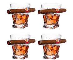 YXXJ 4PCS Whisky Sigaro Vetro, Supporto Vecchio Stile Moda Artigianale di Vino Bicchiere di Brandy Bicchiere di Whisky chiavette per Il Sigaro e Gli Amanti della Sigaretta