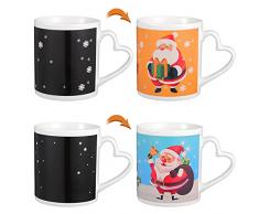 UPKOCH 2 tazze natalizie Morphing sensibili al calore, in ceramica, con liquido riscaldato, per amici e familiari