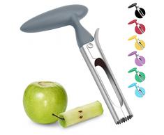 Asdirne Levatorsoli per Mele, Lame in Acciaio Inox per Alimenti, Levatorsolo per Mele con Impugnatura in ABS, Grigio