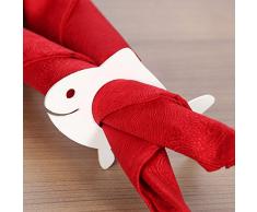 Anelli portatovaglioli con diversi motivi, in acrilico, colore bianco puro Art_deco Pesce