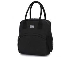 Kasgo Borsa Termica Pranzo per Uomo Donna, Isolato Borsa Porta Alimenti Riutilizzabile Borsa Termica Portatile Borsa Frigo con Tasca Frontale Adulti Bambino per Lavoro Scuola Picnic Viaggio Nero