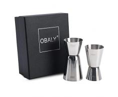 OBALY Bicchiere dosatore per cocktail Misuratore di cocktail in acciaio inox 25/50 ml e 15/30 ml Scala integrata, per cocktail/sciroppo di zucchero/piccolo bicchiere dosatore/per bar e appartamenti