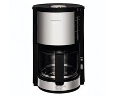 Krups KM321 Proaroma Plus Macchina da caffè con recipiente in vetro, 10 tazze, 1100 W, design moderno, Nero con inserti in acciaio inox