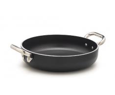 Pentole Agnelli ALSA2110SSPI24 Alblack Tegame con Maniglie, Alluminio, Nero, 24 cm